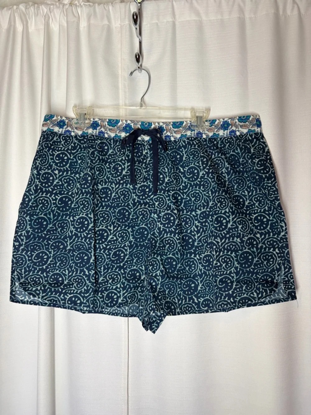 New Sundance Kai Shorts Blue Floral Bohemian Lightweight Cotton XL Beach Boho - Picture 3 of 12